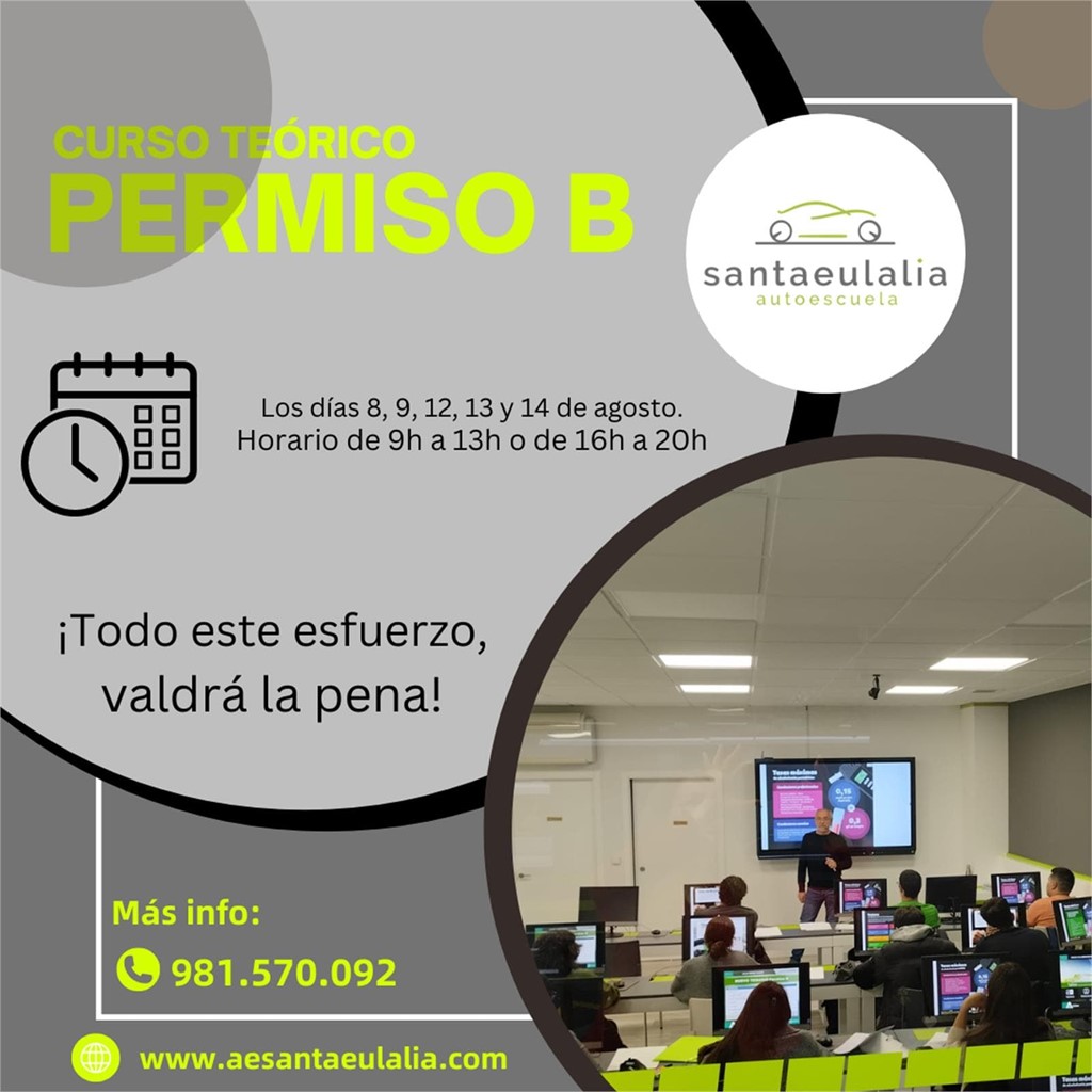 Foto 1 CURSO PRESENCIAL Y ONLINE FORMACION TEORICA PERMISO B