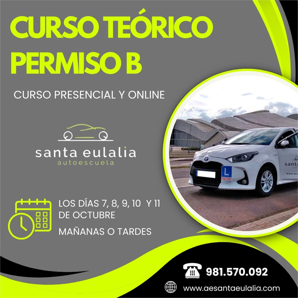 Foto 1 CURSO PRESENCIAL Y ONLINE FORMACION TEORICA PERMISO B