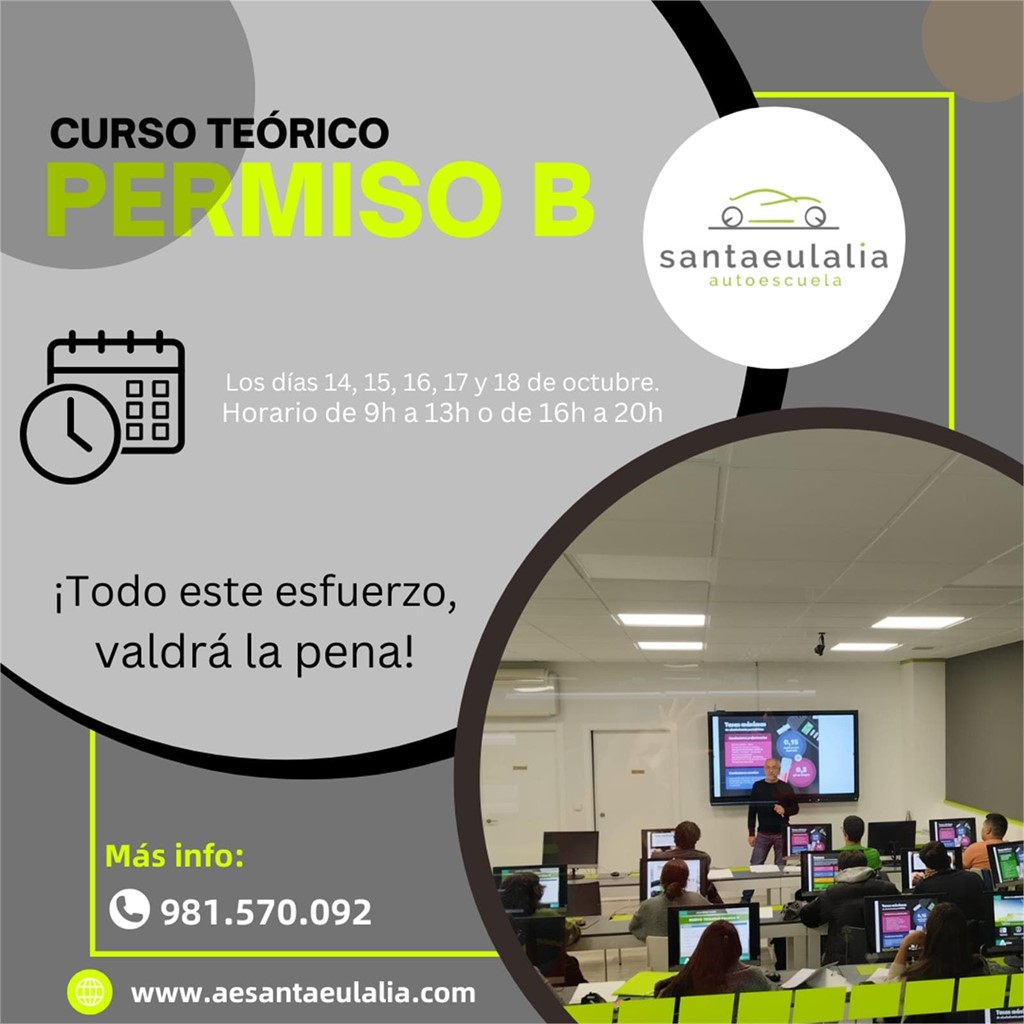 Foto 1 CURSO PRESENCIAL Y ONLINE FORMACION TEORICA PERMISO B